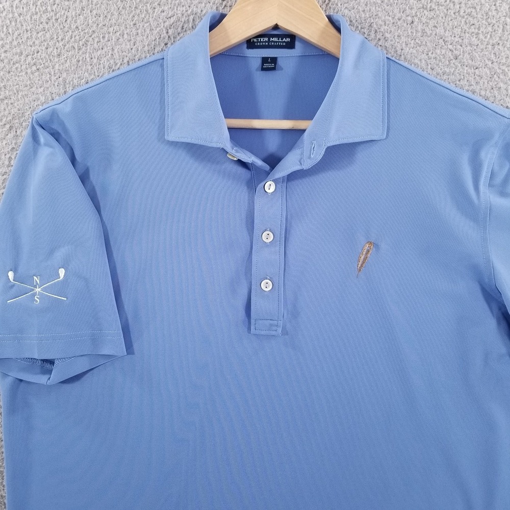 Peter Millar Polo Large Blue Chechessee Creek Golf Crown Crafted Performance